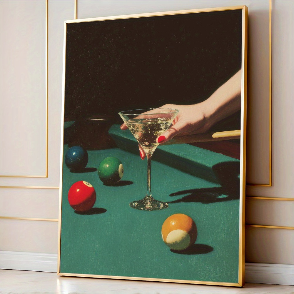 Art Craft House - 1pc Vintage Billiards Cocktail Poster, Frameless