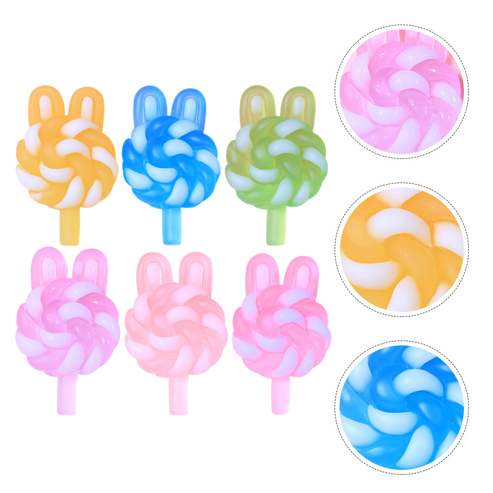 Art Craft Gifts - 24Pcs Cute Cartoon Lollipop Charms Rabbit