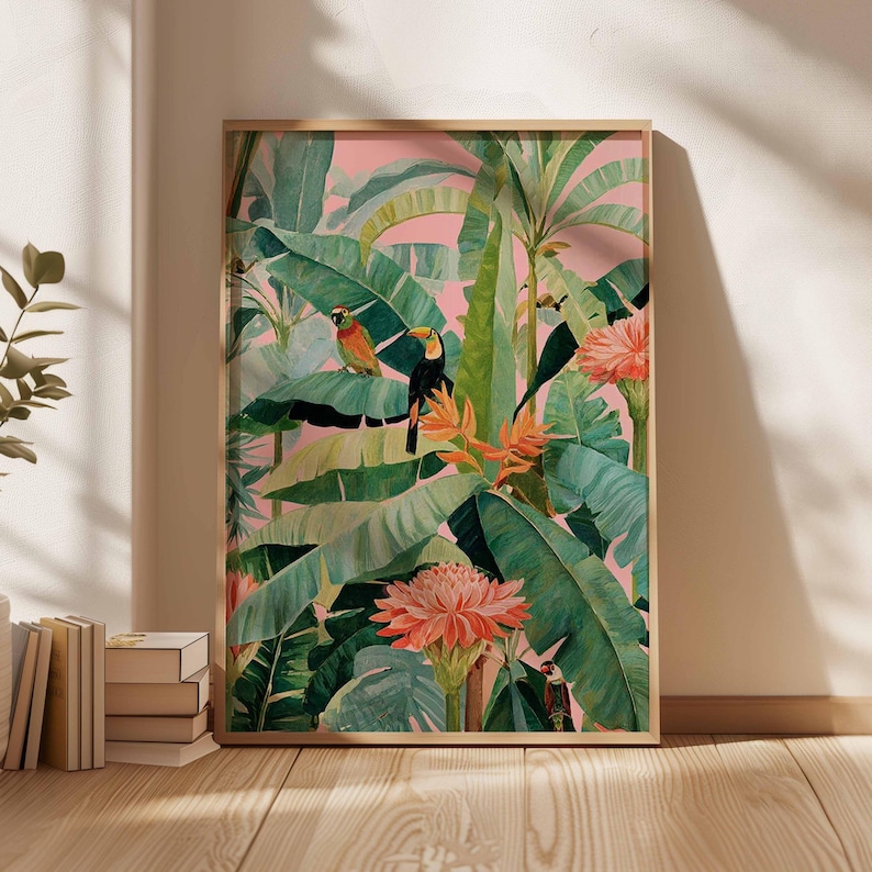 Art Craft House - 1pc Retro Tropical Canvas Poster, Unframed