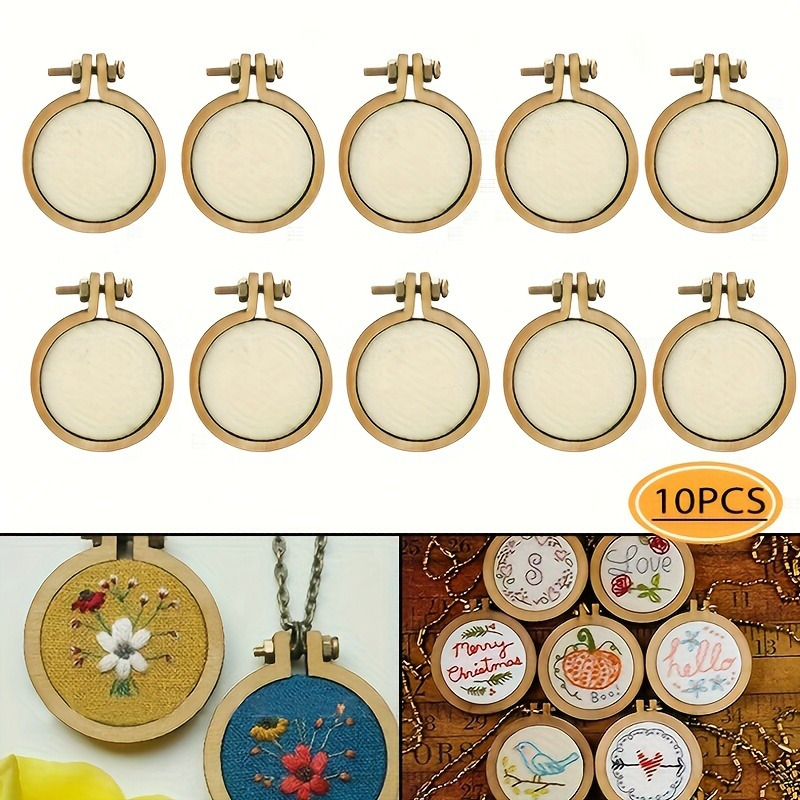 Art Craft Display - 10pcs Mini Wooden Embroidery Hoops for