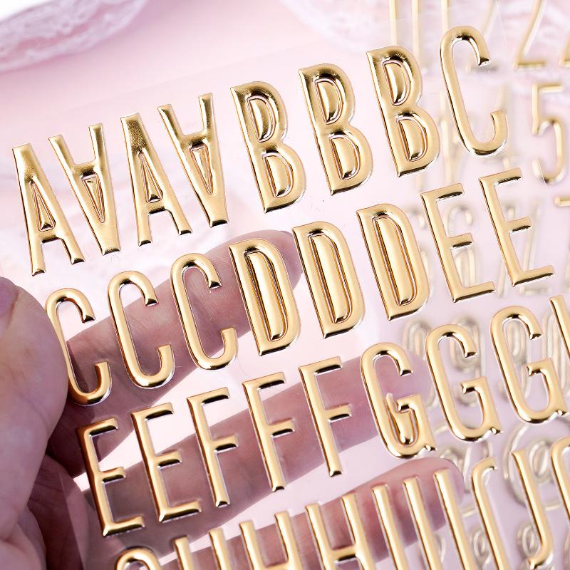 Art Craft Letter A - 3D Gold Letter & Number Stickers,