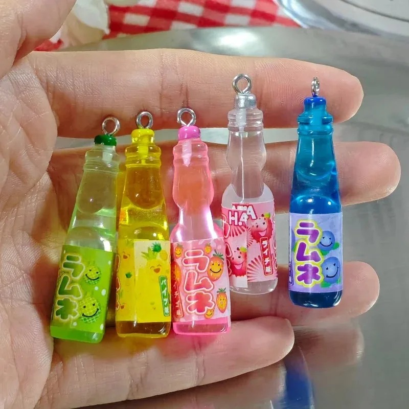 Art Craft Gifts - 10Pcs Tiny Soda Bottle Resin Charms