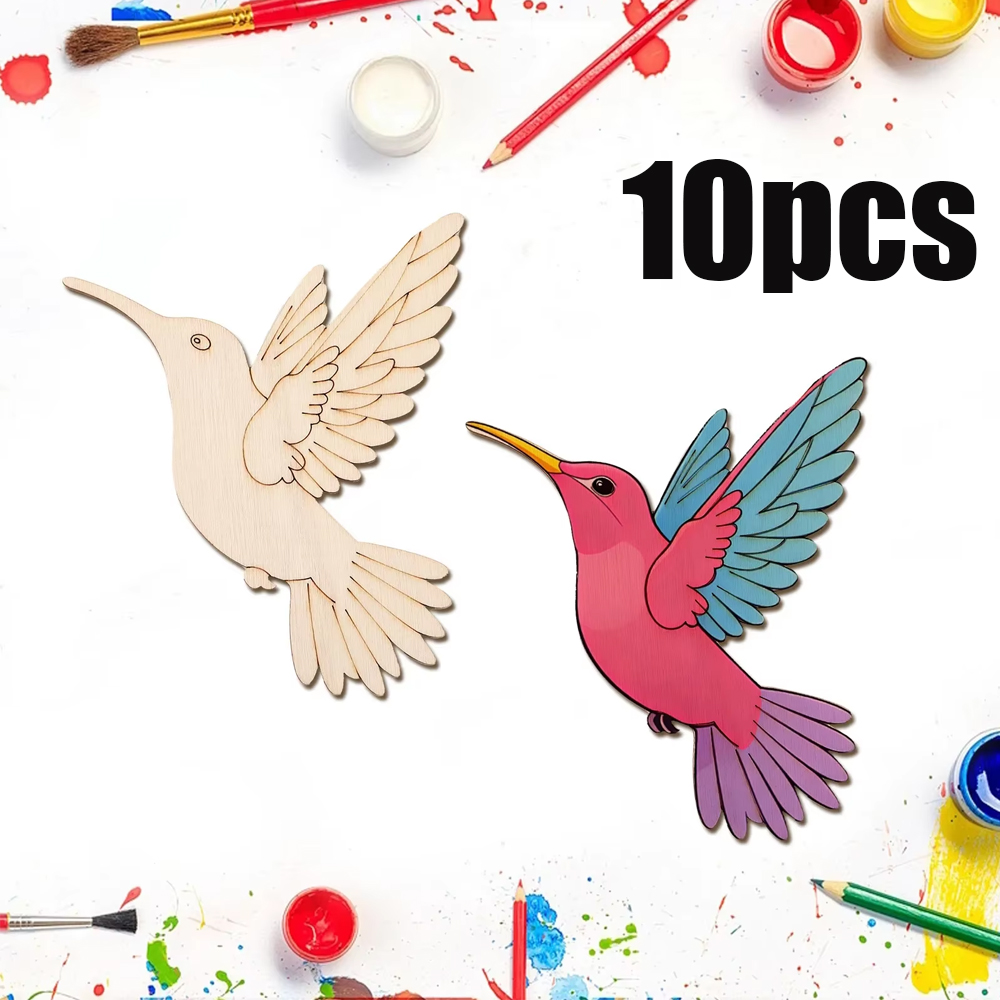 Art Craft Home - 10pcs Unfinished Wood Animal Bird Cutouts,Wooden