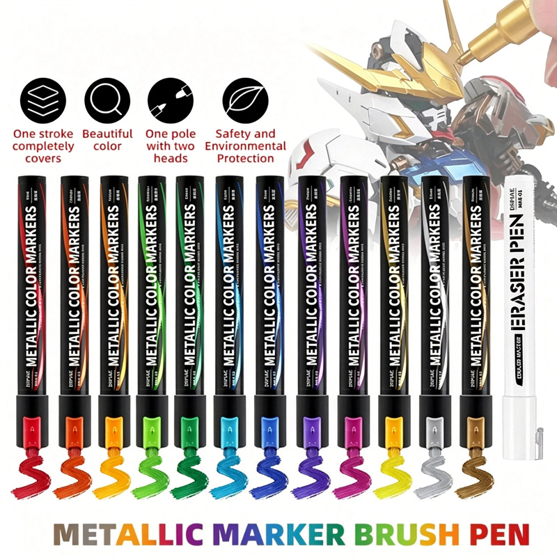 Illustration Marker Set - Metallic Markers Colouring Pens for Mech
