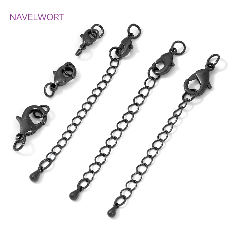 Art Craft Making - Black Color Brass Lobster Clasp&Extender Chain,Clasp