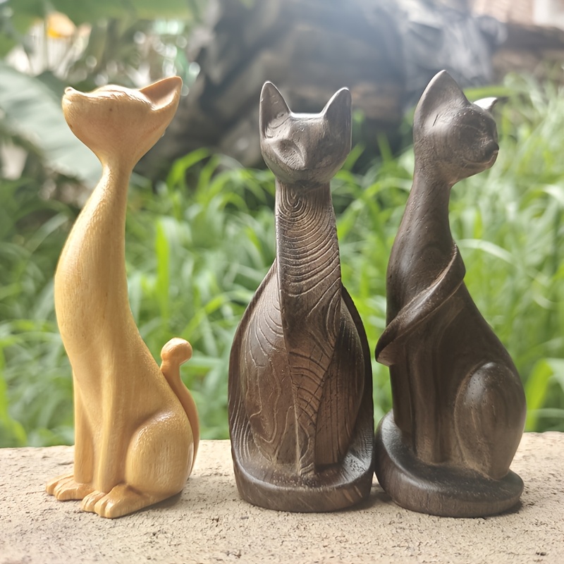 Wooden Cat Statue Ornament, Ho - đánh giá và giá Art Craft Cat
