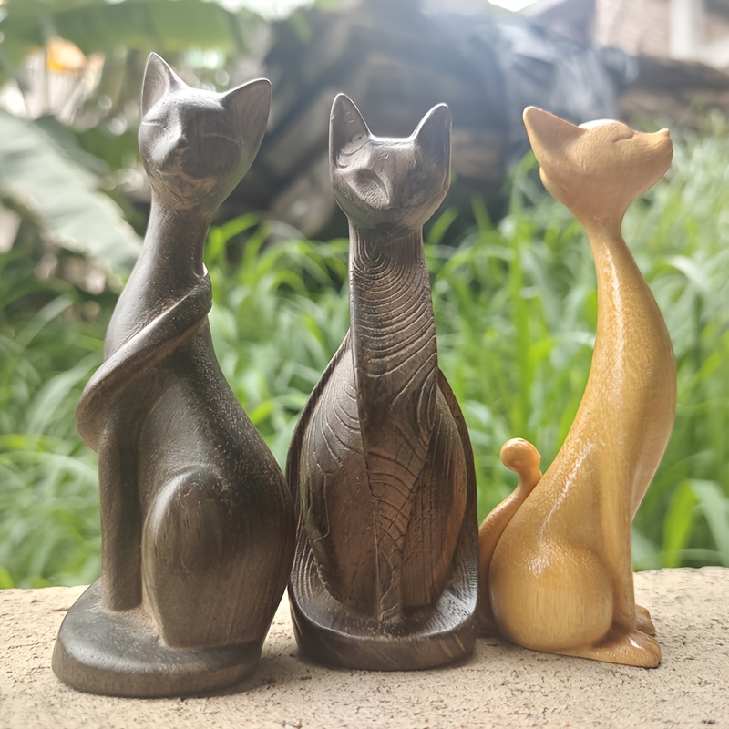Wooden Cat Statue Ornament, Ho - đánh giá và giá Art Craft Cat