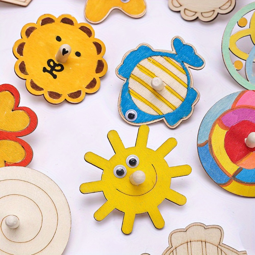 16pcs Wooden Spinning Top Craf - đánh giá và giá Art Craft Ideas For Kids