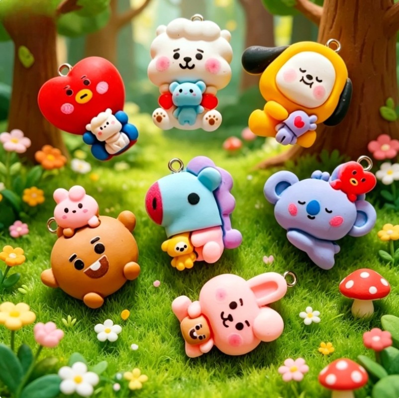 7pcs BT21 Resin Cartoon Charm  - đánh giá và giá Art Craft Making