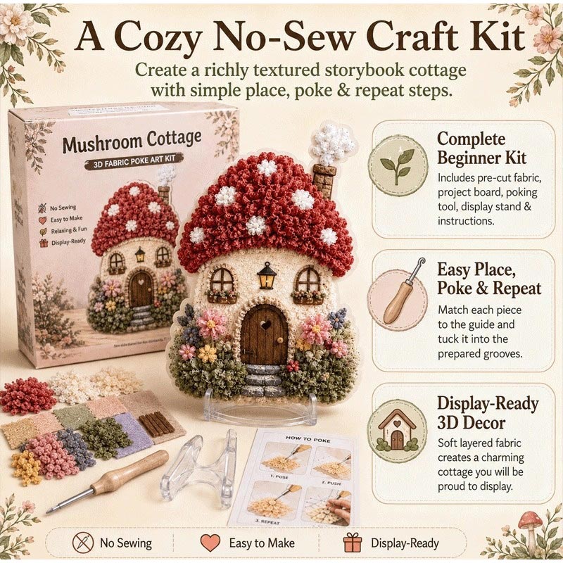 3D Fabric Poke Art Kit Mushroo - đánh giá và giá Art Craft Display