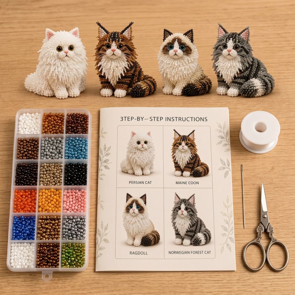 Handmade DIY Animal Bead Embro - đánh giá và giá Art Craft Cat